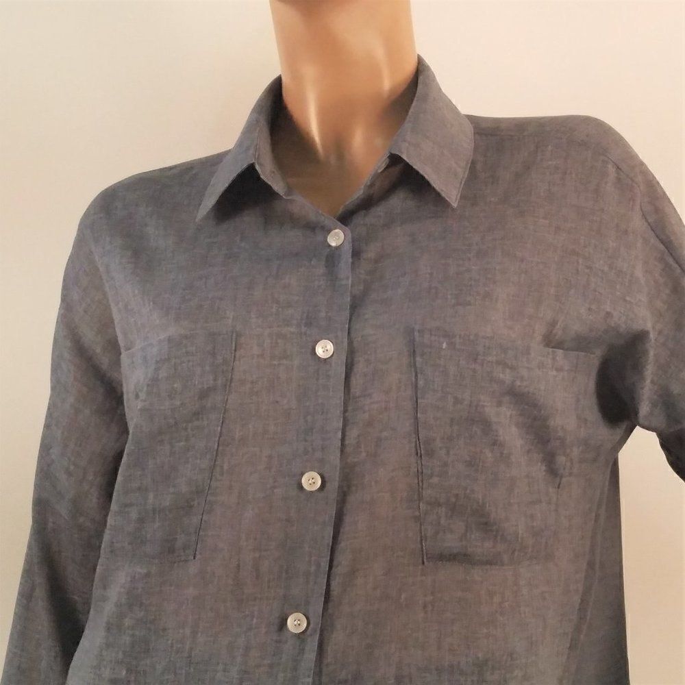 Alythea Gray Long Sleeve Button Front Shirt